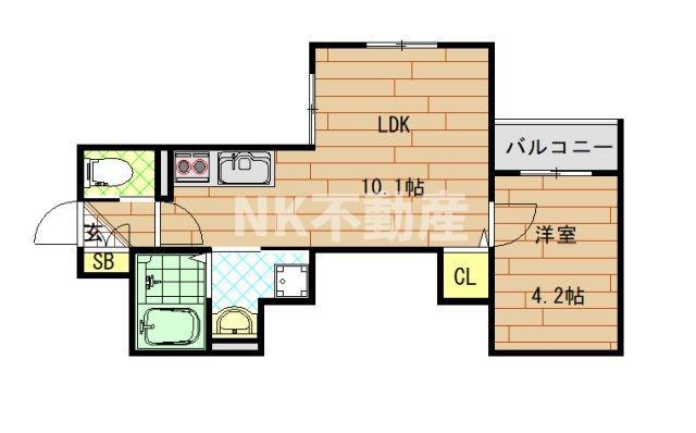 GOODLIFE 小阪本町(1LDK/1階)の間取り写真