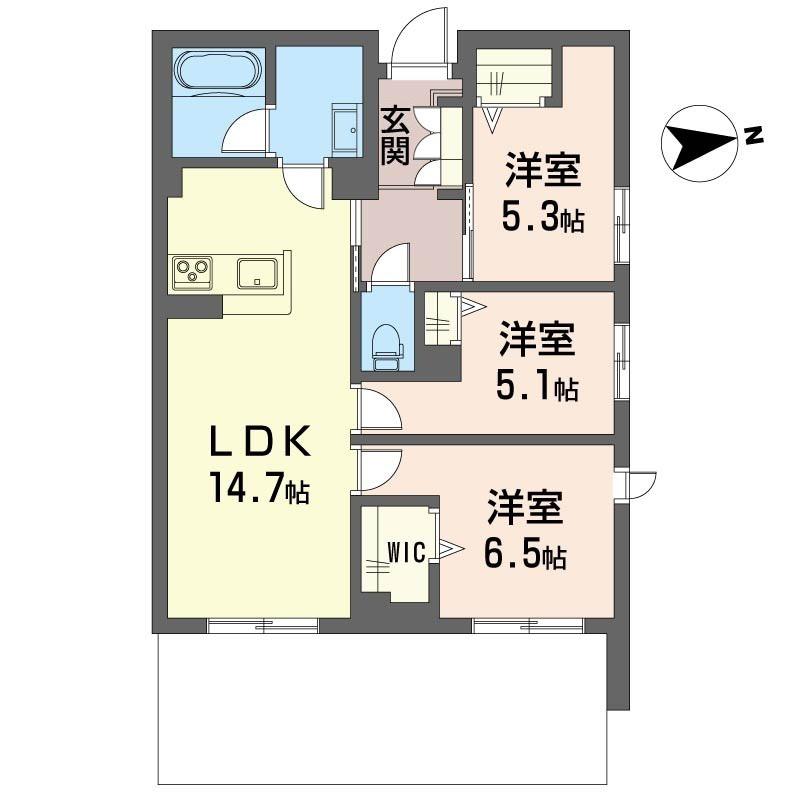 グランリオル(3LDK/1階)の間取り写真