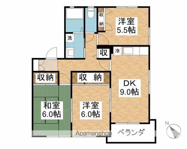 友愛館II(3DK/1階)の間取り写真