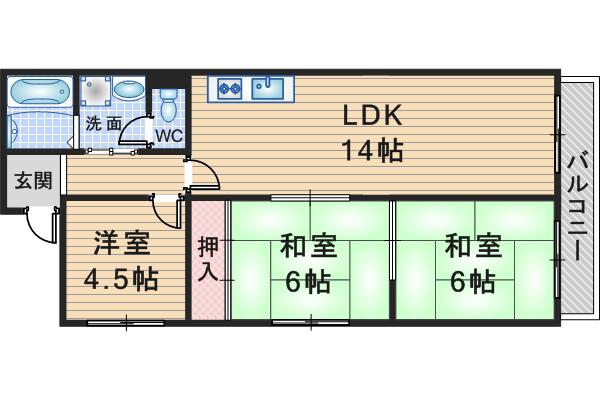 シャンボールメゾン曽根(3LDK/1階)の間取り写真