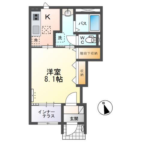 水戸市大塚町字糀内 アパート(1K/1階)の間取り写真