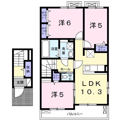 ベル ソレイユ A(3LDK/2階)の間取り写真