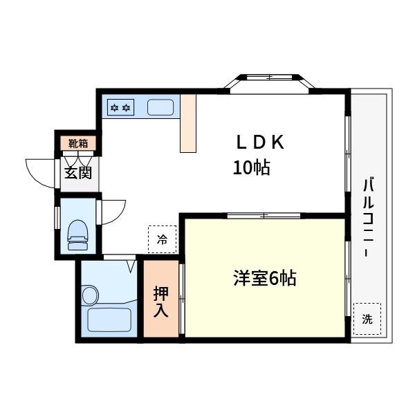 ハイネス成輪(1LDK/2階)の間取り写真