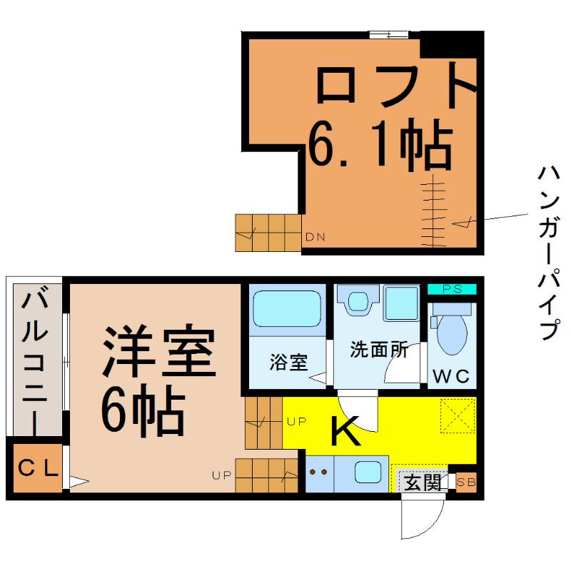 クレール名駅(1K/1階)の間取り写真