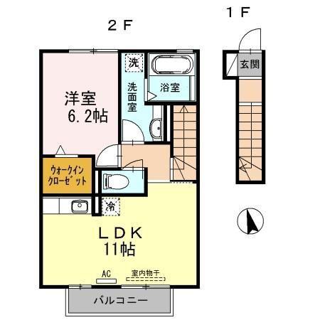 フェリス(1LDK/2階)の間取り写真