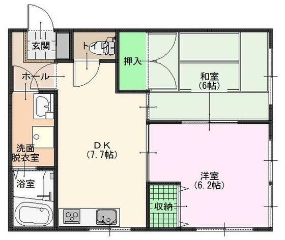 ジュピター山代(2DK/1階)の間取り写真