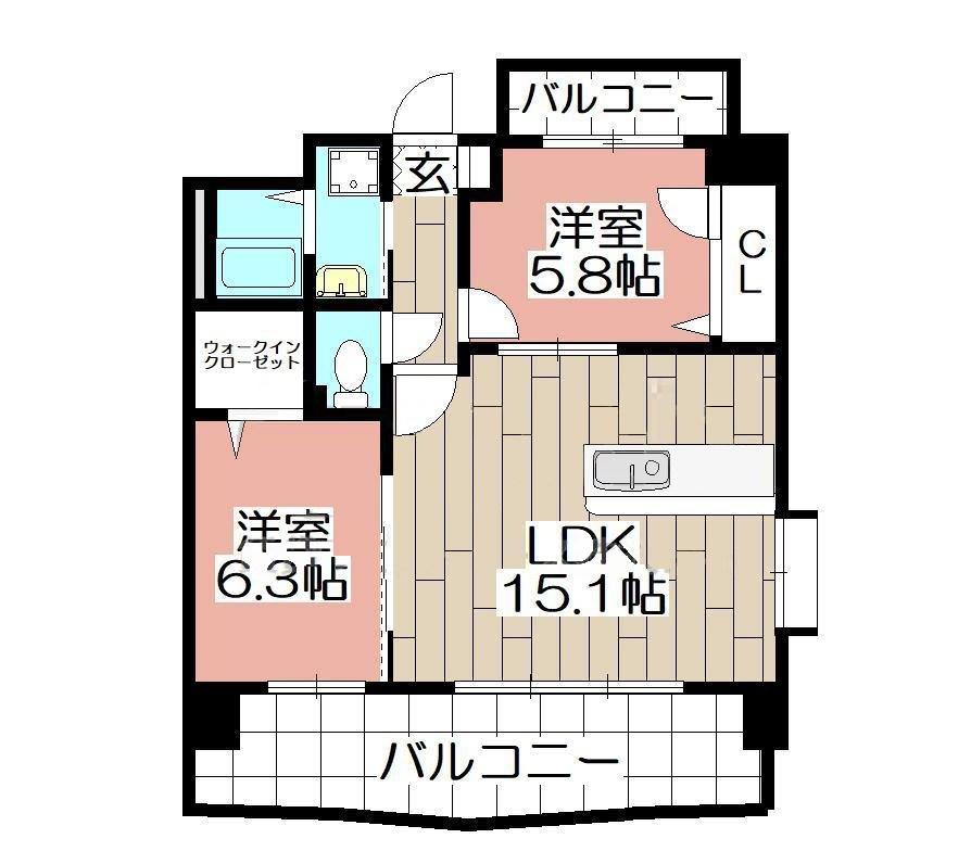 LE GRAND CRU(2LDK/4階)の間取り写真