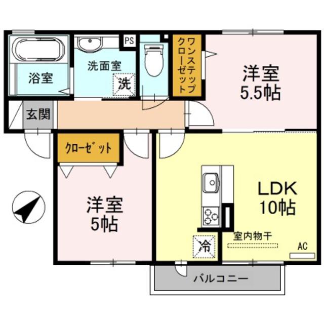ベルデュール(2LDK/1階)の間取り写真