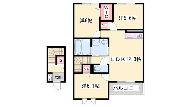 サンブランシュファミーユ A棟(3LDK/2階)の間取り写真