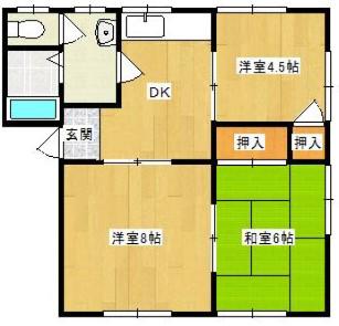 ハイツ赤坂(3DK/2階)の間取り写真