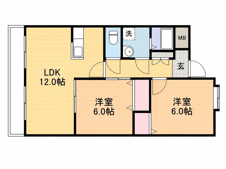 フィールドゴッド21B(2LDK/3階)の間取り写真