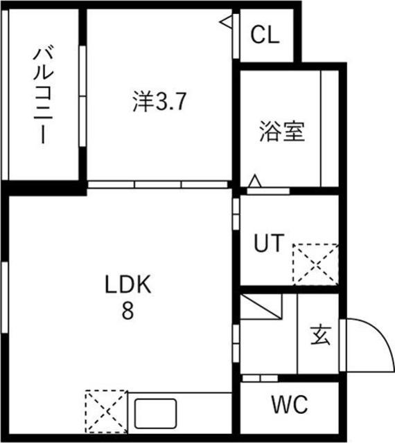 F ASECIA POLAKE(1LDK/2階)の間取り写真