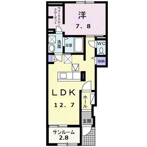 JR東北本線 南福島駅 徒歩23分 2階建 築4年(1LDK/1階)の間取り写真
