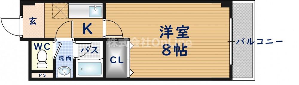 ドエル弥刀(1K/4階)の間取り写真