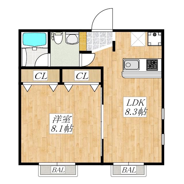 メルベーユ秀華II番館(1LDK/1階)の間取り写真