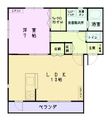 リアンL(1LDK/1階)の間取り写真