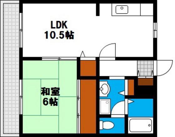 シティパレス西崎PARTIIA棟(1LDK/2階)の間取り写真