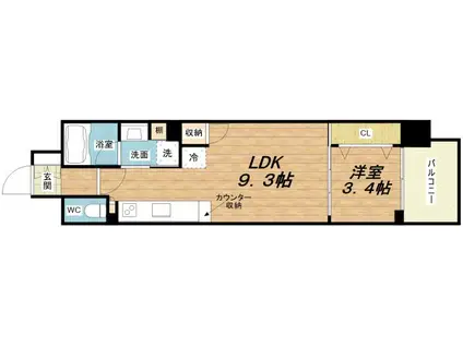 アーバネックス心斎橋イースト(1LDK/7階)の間取り写真