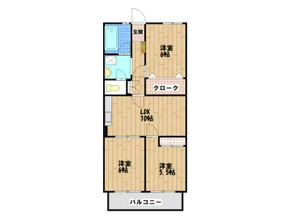 三愛荒江マンション(3LDK/2階)の間取り写真