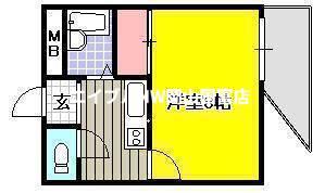 グリーンパーク賞田(1K/3階)の間取り写真