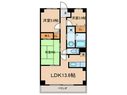 カーサ・デル・フィオーレ(3LDK/3階)の間取り写真