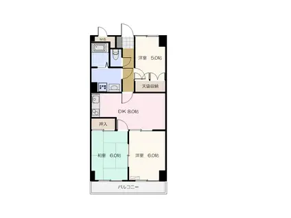 ブルーミングパーク(3DK/2階)の間取り写真