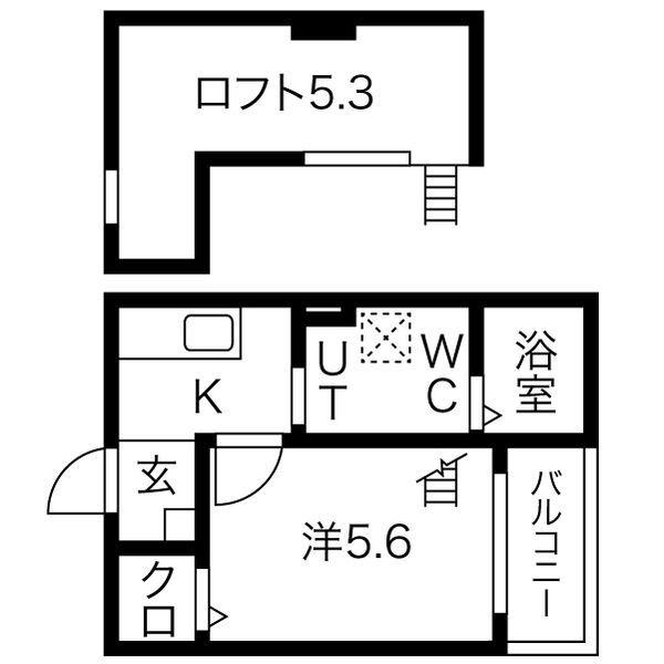 シティリバー南十一番(1SK/1階)の間取り写真