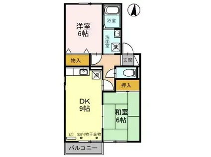 ヴィアーレ・ドゥーエ(2DK/2階)の間取り写真