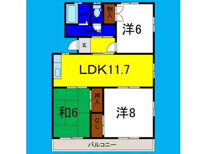 キャロン・エスポワール(3LDK/1階)の間取り写真