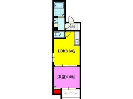 エフアセシアカーメル F ASECIA CARMEL(1LDK/1階)の間取り写真