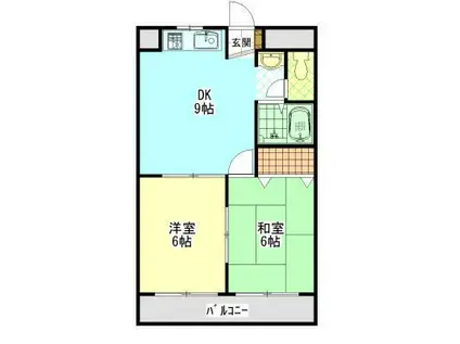 健生館マンション(2DK/6階)の間取り写真