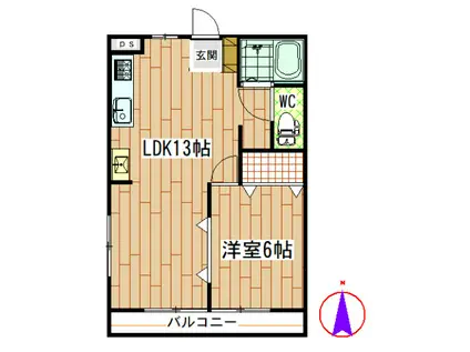 ロビンソンハイツ豊岡(1LDK/2階)の間取り写真