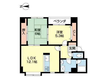 カサ・デ・三喜マンション(2LDK/3階)の間取り写真