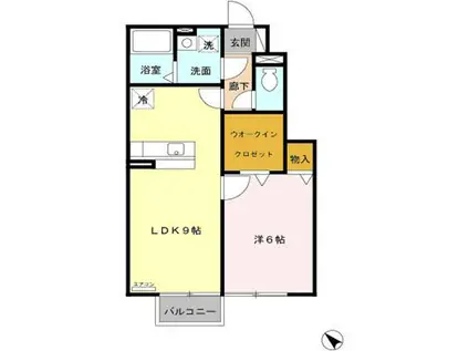 ハウスいしかわV(1LDK/1階)の間取り写真