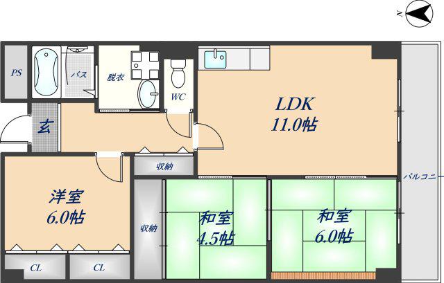 ガーデンスクエア(3LDK/2階)の間取り写真