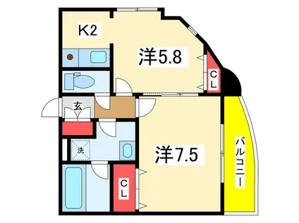 コートプリエール(2K/5階)の間取り写真