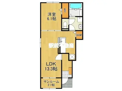 ベル オーブ I(1LDK/1階)の間取り写真