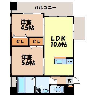 MODERN PALAZZO 浦上駅前(2LDK/3階)の間取り写真