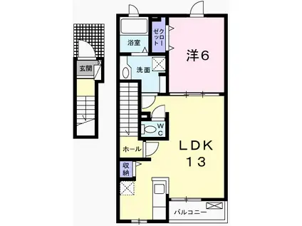 CELL CUBEII(1LDK/2階)の間取り写真