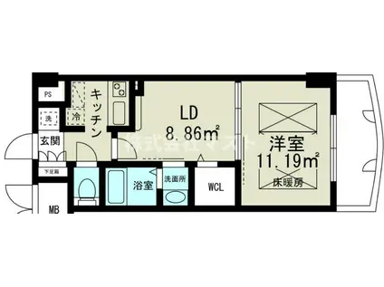 ノルデンタワー天神橋アネックス(1LDK/8階)の間取り写真