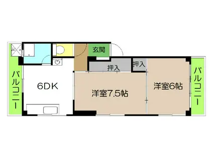 シャトレ青山(2DK/2階)の間取り写真