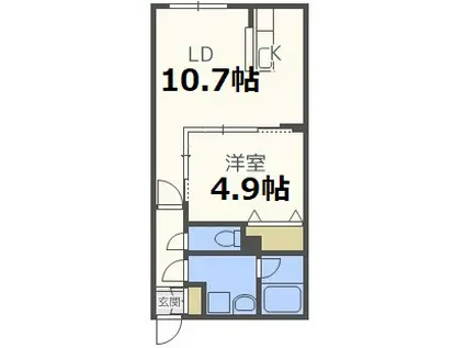 カサトレス白石(1LDK/2階)の間取り写真