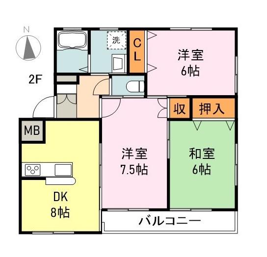 佐藤コーポ(3DK/2階)の間取り写真
