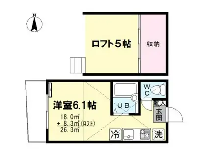 ヴィラ・マローネ(ワンルーム/1階)の間取り写真