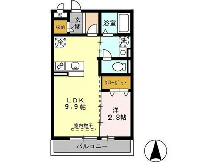 アザレ 蘇原(1LDK/2階)の間取り写真