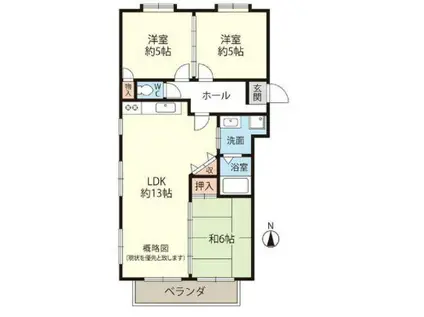 ヴィユー歌敷山(3LDK/3階)の間取り写真