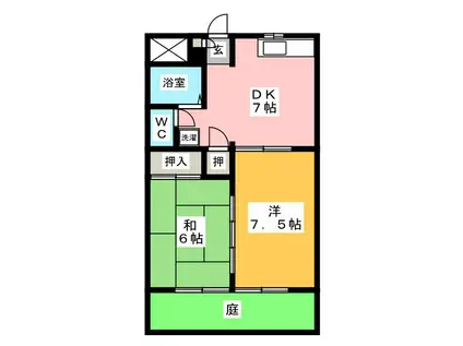 パルテール見取 A(2DK/1階)の間取り写真