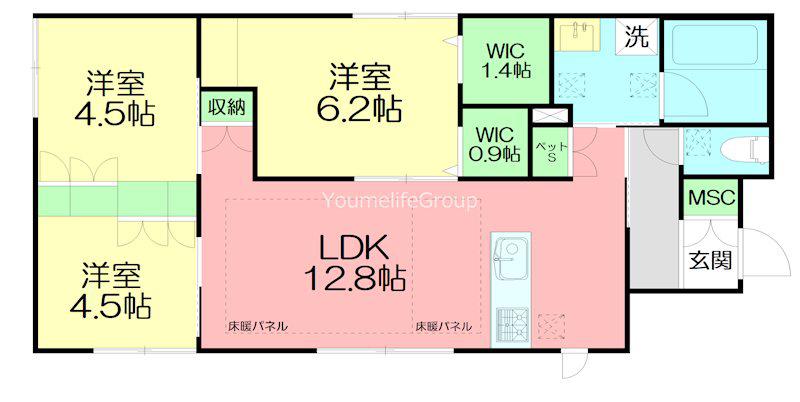 LUANA TERRACE 湘南鵠沼(3LDK/1階)の間取り写真