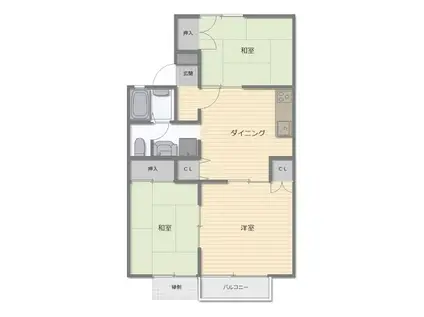 メゾンドコートA棟(3DK/1階)の間取り写真