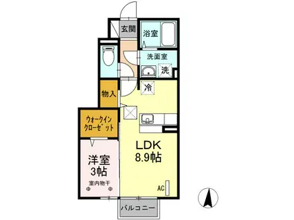 T-ルーム中角 II(1LDK/1階)の間取り写真